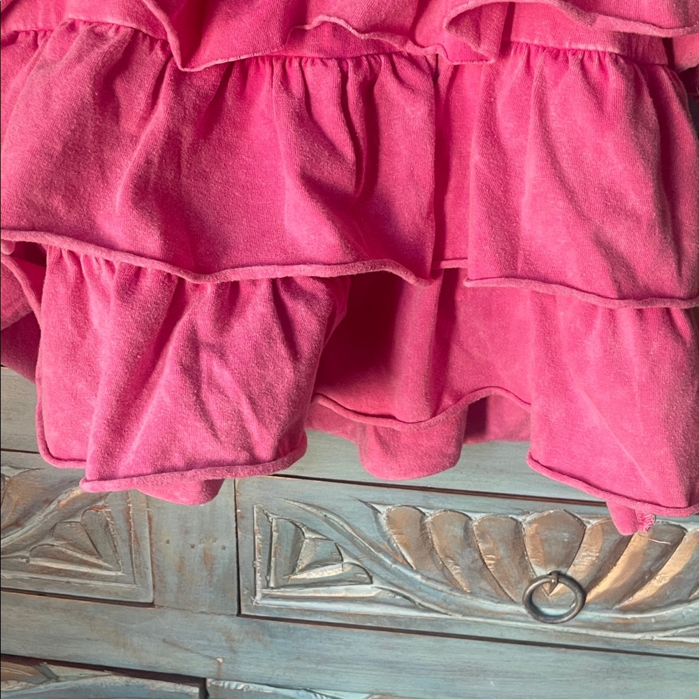 Pink Ribbed Mini romper Dress with Ruffle Skirt - Picture 3 of 9